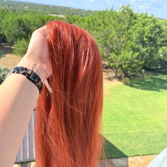 Copper Red Straight 29" Lace Front Free Part Synthetic Wig - Picture 12 of 12